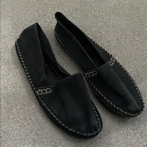 Adam Tucker Black Loafers with Stitch Detail